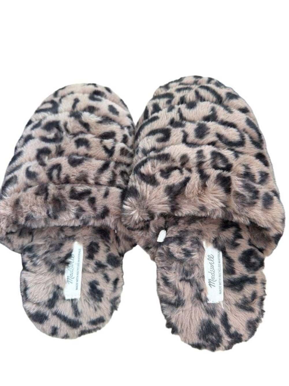 Madewell Faux Fur Leopard Print Slippers
